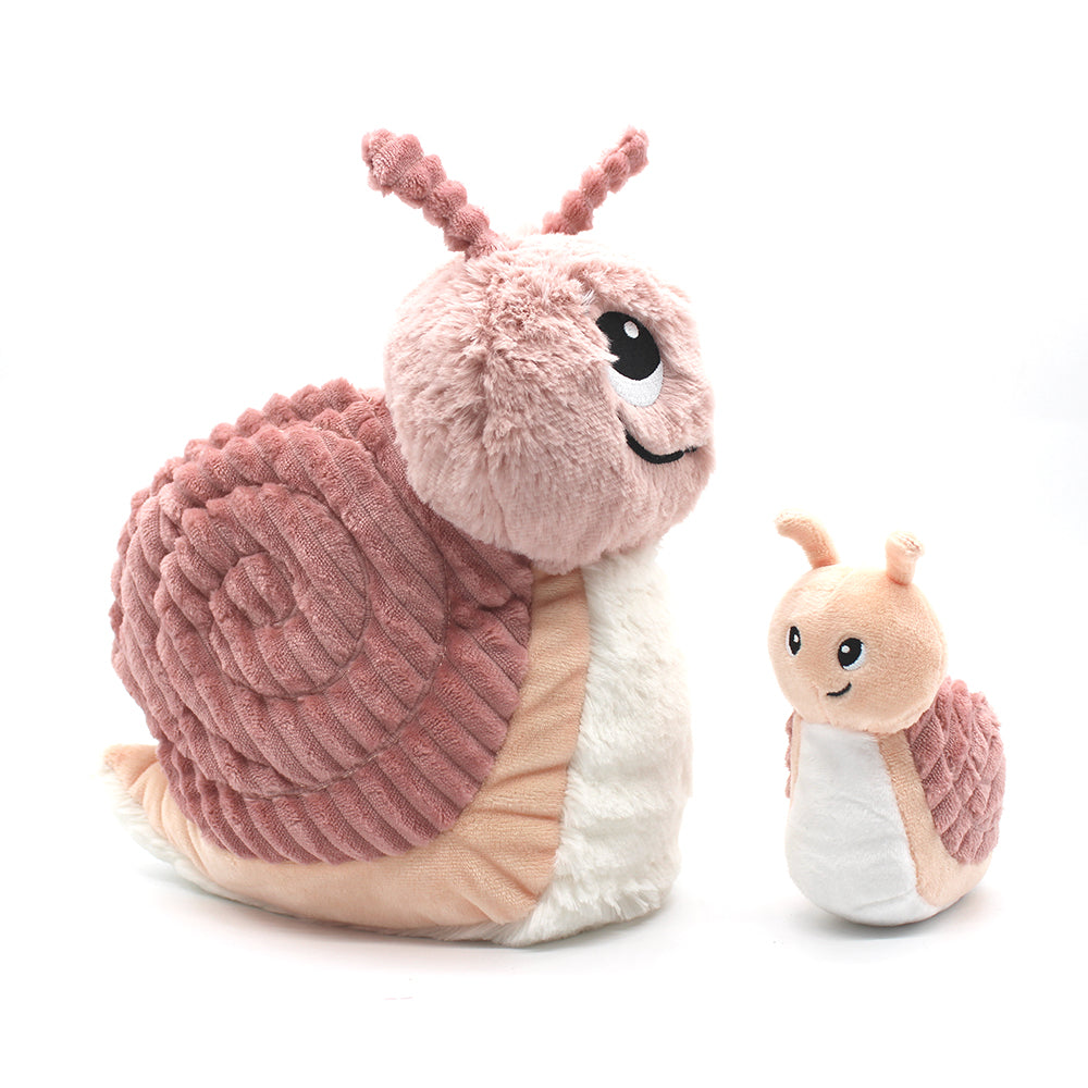 Les Ptipotos Speedou Snail Plush Toy Mom and Her Pink Baby