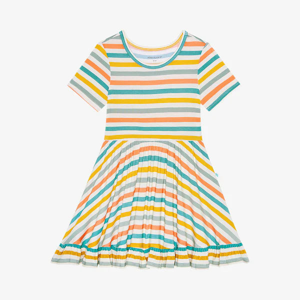 Posh Peanut Popsicle Stripe Short Sleeve Ruffled Twirl Dress 10-12Y Posh Peanut Popsicle Stripe Short Sleeve Ruffled Twirl Dress 10-12Y