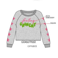 Paper Flower Sequins Feeling Grinchy Sweatshirt | Heather Gray