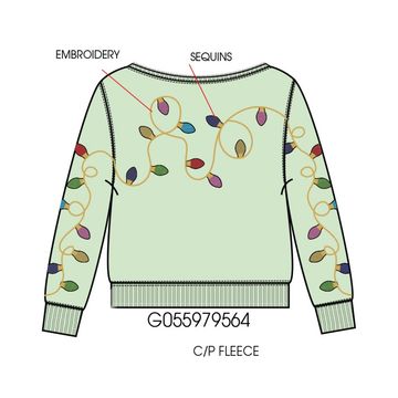 Paper Flower Sequins Christmas Lights Sweatshirt | Ambrosia