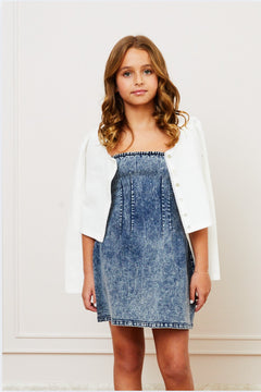 Theme Tali Puff Heart Cardigan | White