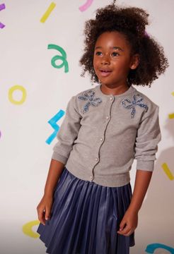Lola + The Boys Blue Gems Bow Cardigan