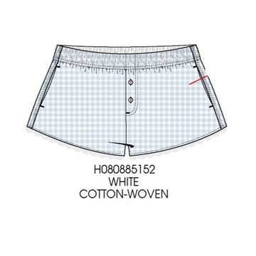 Paper Flower Gingham Lace Trim Boxer Shorts | White/Clear Water