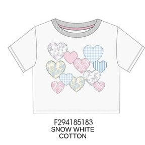 Paper Flower Hearts Appliques Top | Snow White
