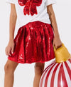 Lola + The Boys Scarlet Pleated Shimmer Skirt