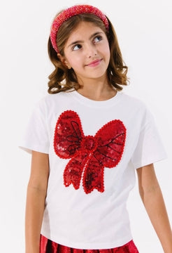 Lola + The Boys Big Bow Crystal Tee