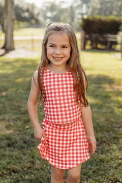 Blended Spirit Gingham Athletic Skort Set | Red
