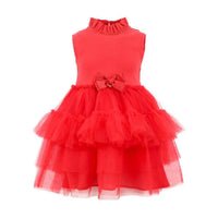 Lola + The Boys Tiered Red Party Bow Dress