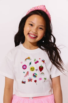 Lola + The Boys Sparkle Doodle Crop T-Shirt