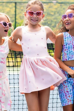 Lola + The Boys Peach Heart Scuba Tennis Dress