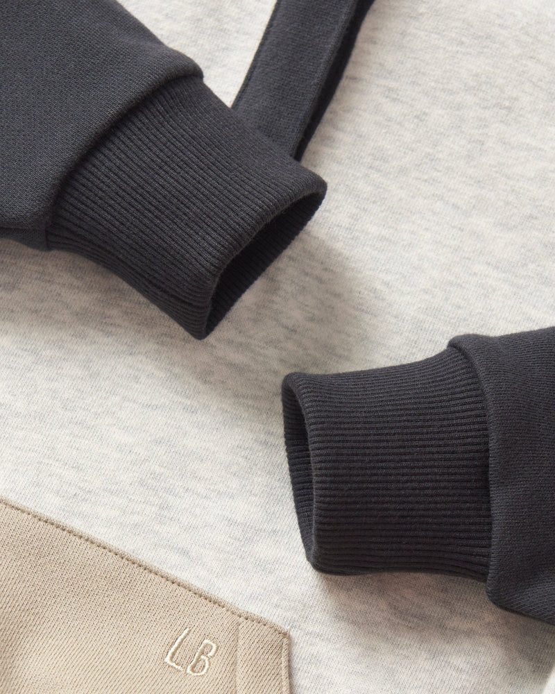 Colorblock Mockneck Pullover - Stone Grey