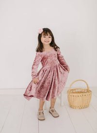 Gwendolyn Dress in Tea Rose Crushed Velvet
