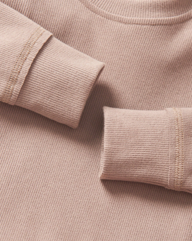 Long Sleeve Ribbed Tee - Mushroom