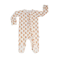 Bamboo Ruffle Footie - Pink Teddy - Baby Biz