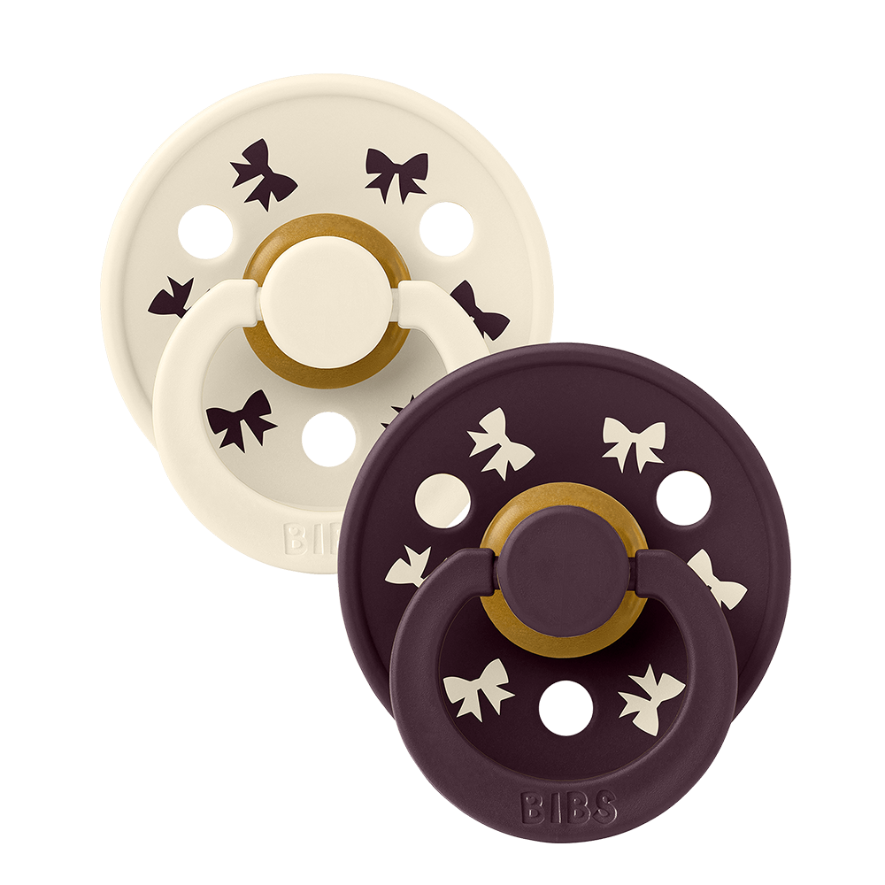 BIBS Colour Pacifiers Holiday Bow 2 Pack | Ivory/Plum
