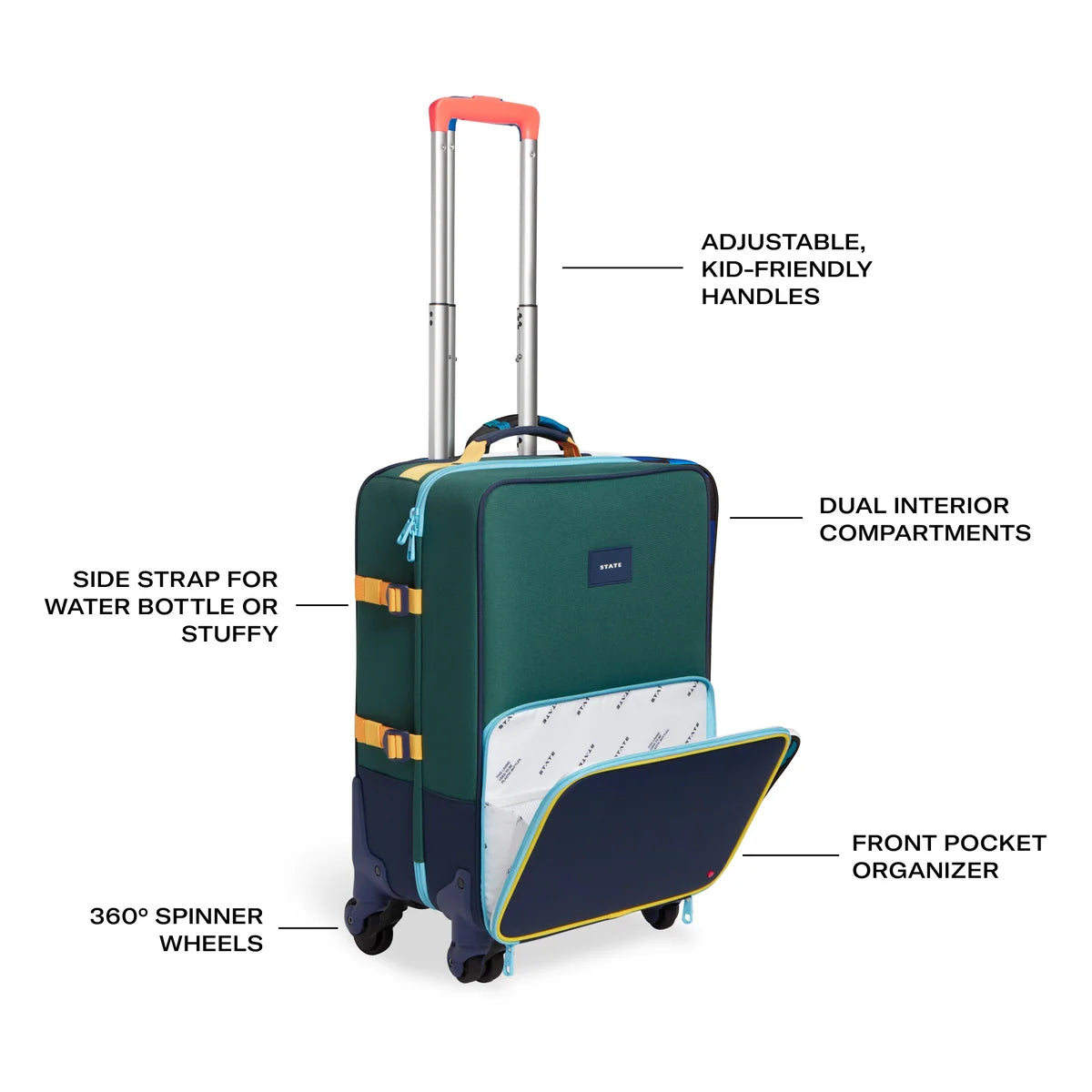 Green & Navy Logan Carry-On Suitcase