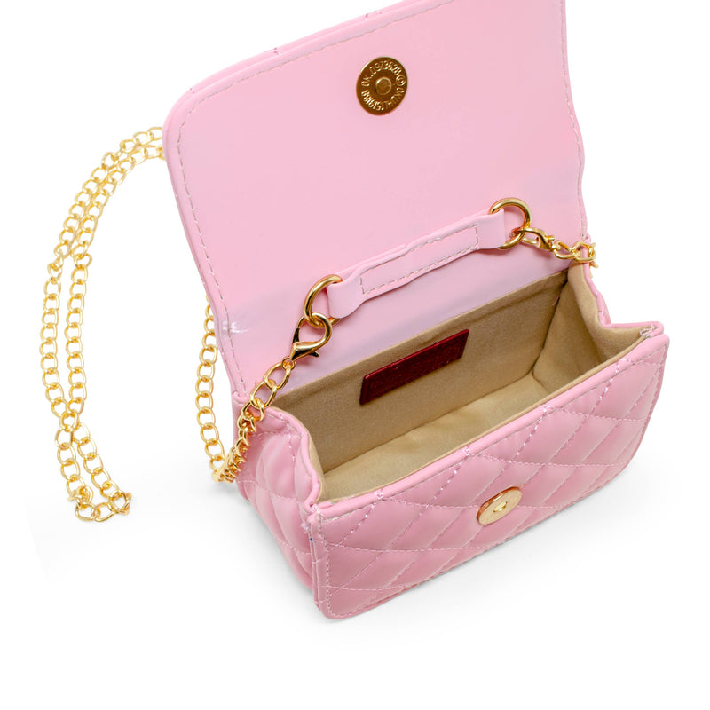 Pearl Handle Message Charm Handbag for Kids: Pink