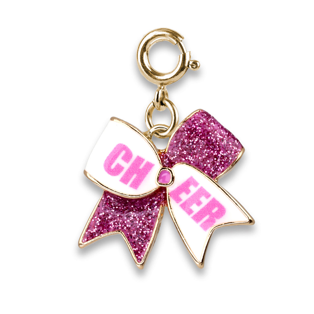 CHARM IT! Gold Glitter Cheer Bow Charm