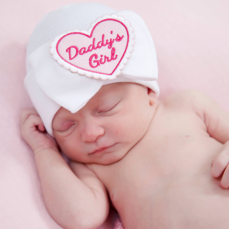 Daddy's Girl Hospital Hat: Newborn / White