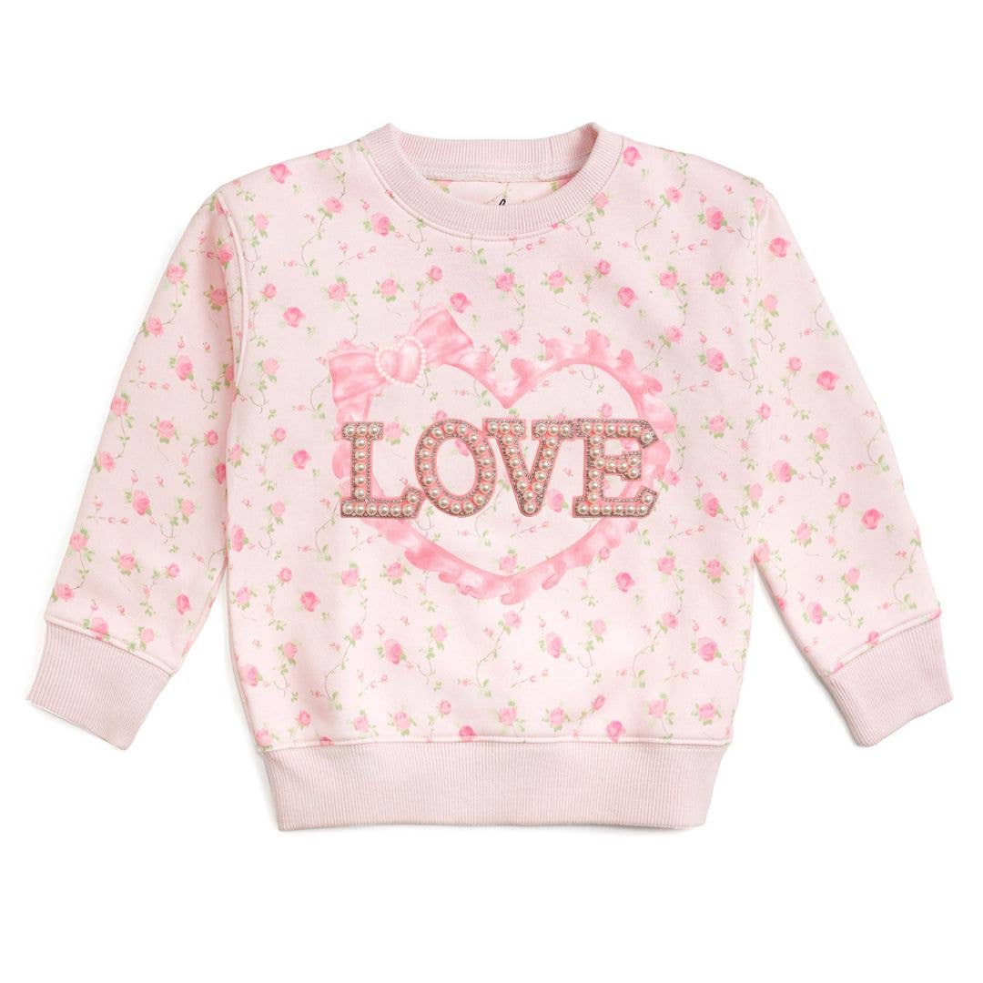 Pink Rose Love Patch Sweatshirt - Kids Boutique Clothing