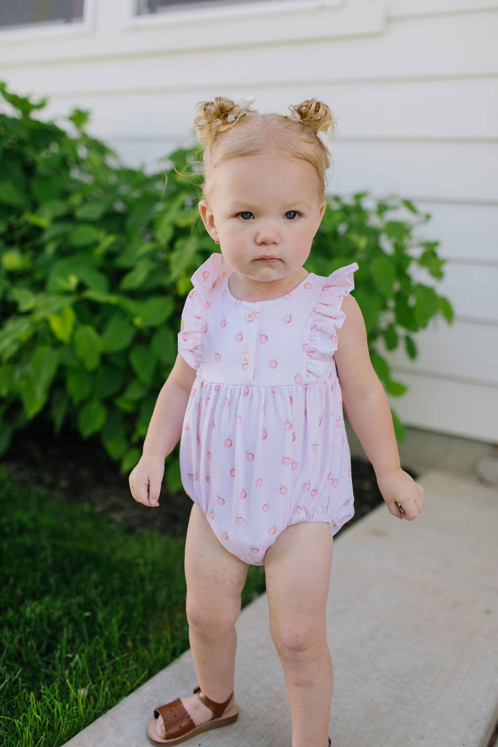 Betsy Bubble in Peach Of My Heart | Baby Onesie