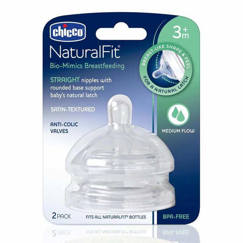 NaturalFit Nipple 3M+Straight Med Flow 2 PC