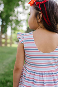 Macie Romper in Patriotic Stripe