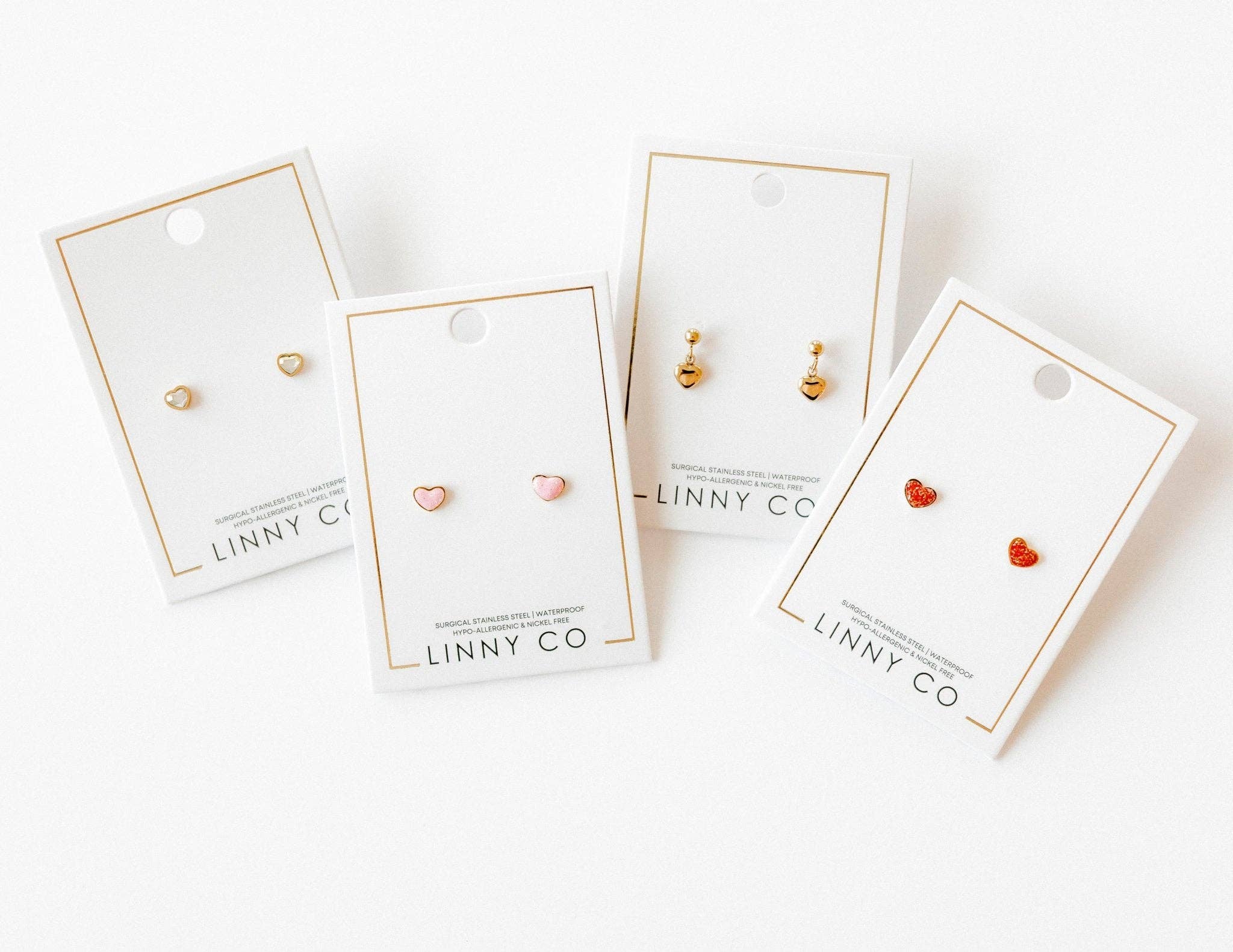 Screwback Stud Earrings - Nora Heart Pink