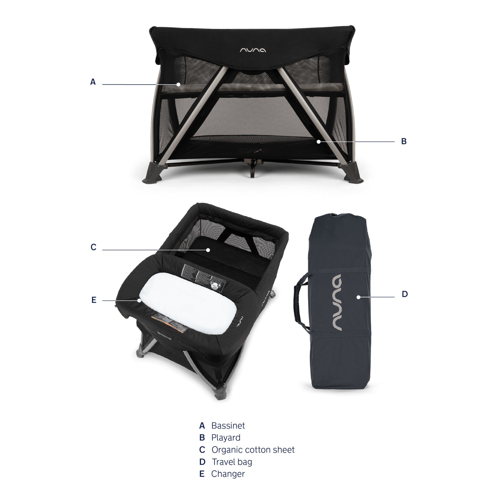 Nuna SENA Aire Playard with Zip-Off Bassinet + Changer