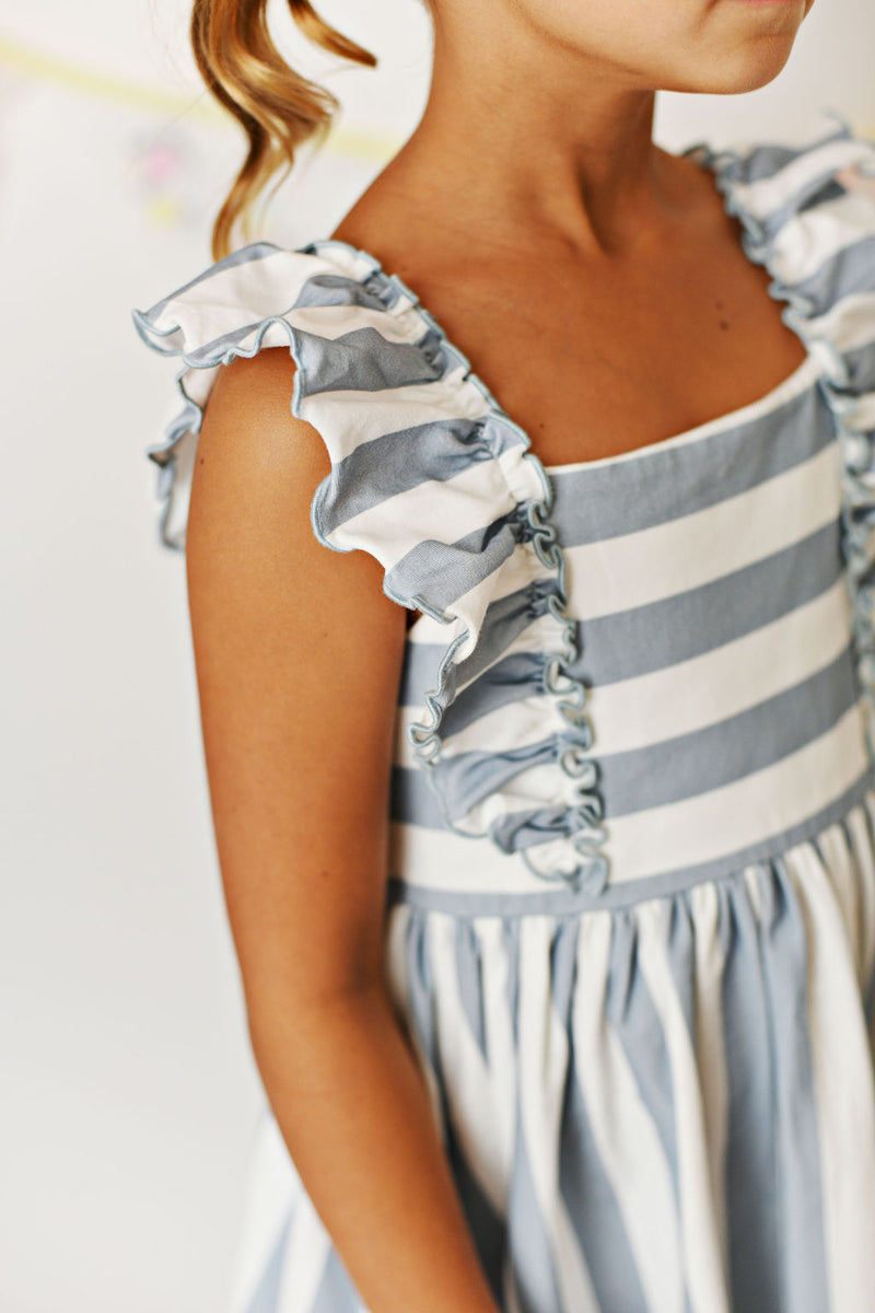 Serendipity Clothing Dusty Blue Stripe Dress