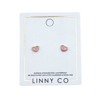 Screwback Stud Earrings - Nora Heart Pink