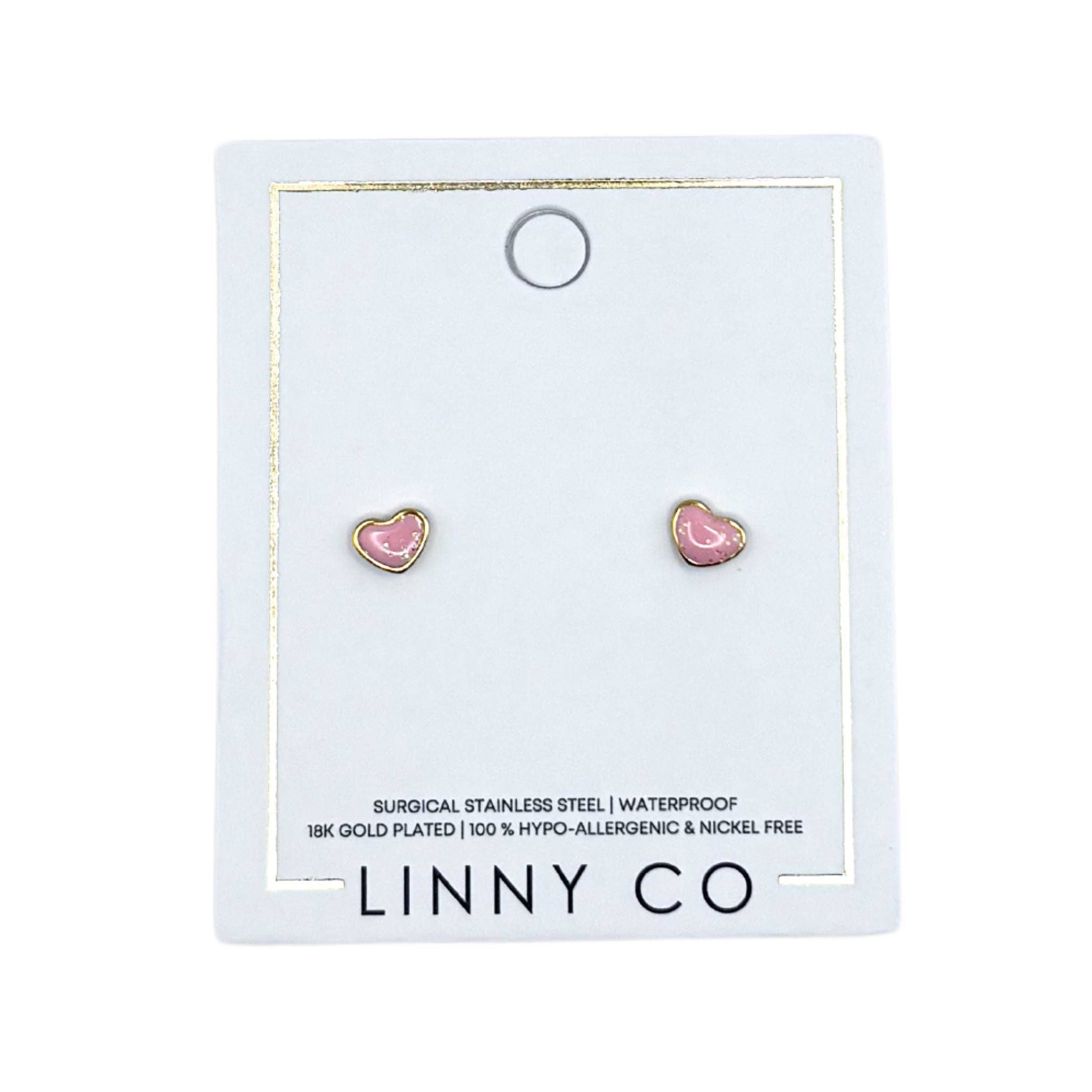 Screwback Stud Earrings - Nora Heart Pink
