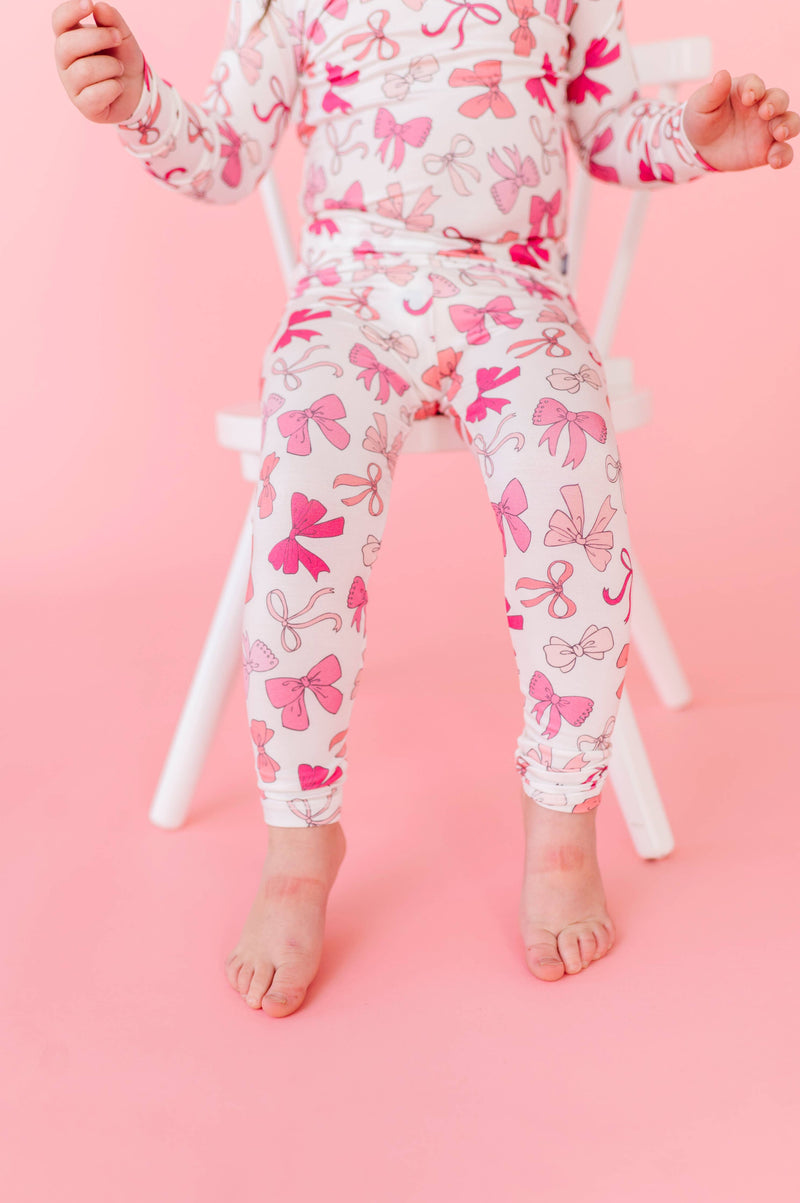 Pink Bows Long Sleeve Jammies Set