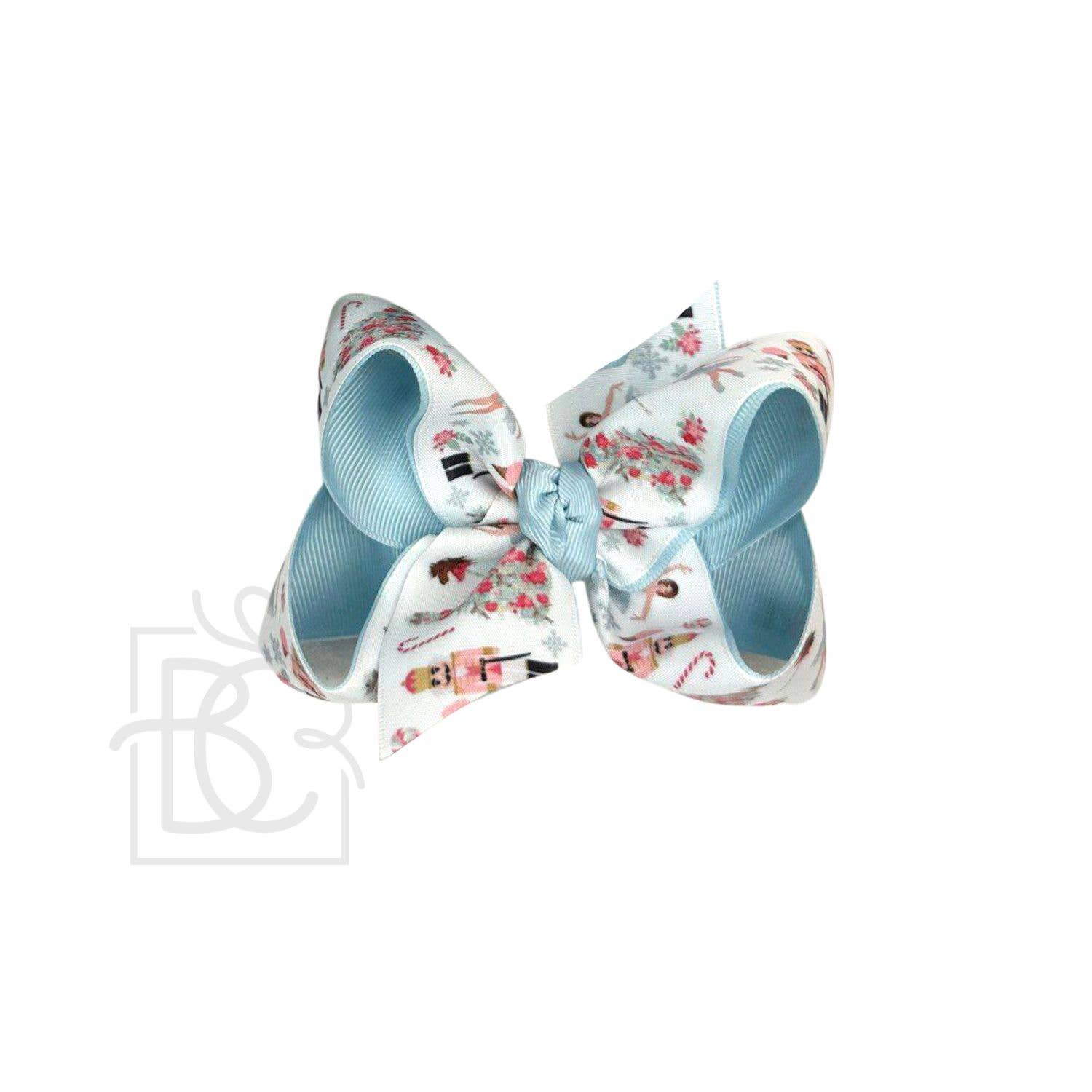 Layered Christmas Nutcracker Pastel Bow on Alligator Clip: Light Pink / 4.5" Large