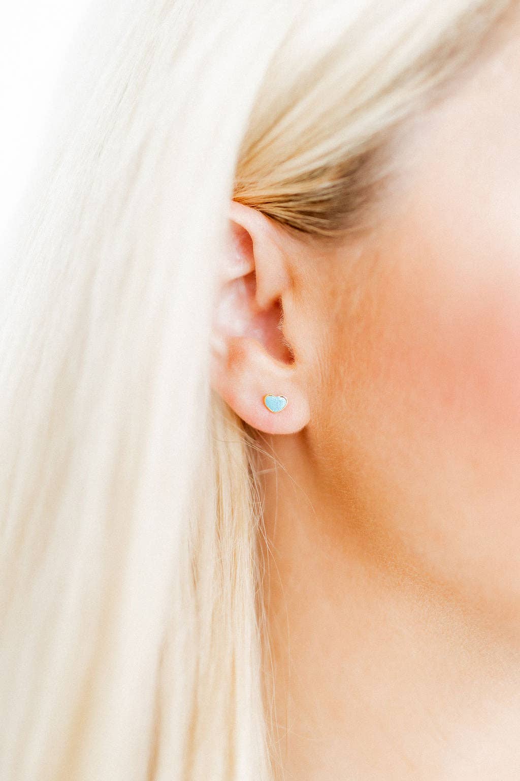 Screwback Stud Earrings - Nora Heart Teal