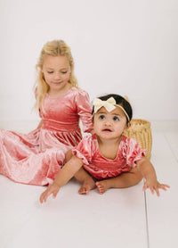 Quinn Romper in Pink Crushed Velvet