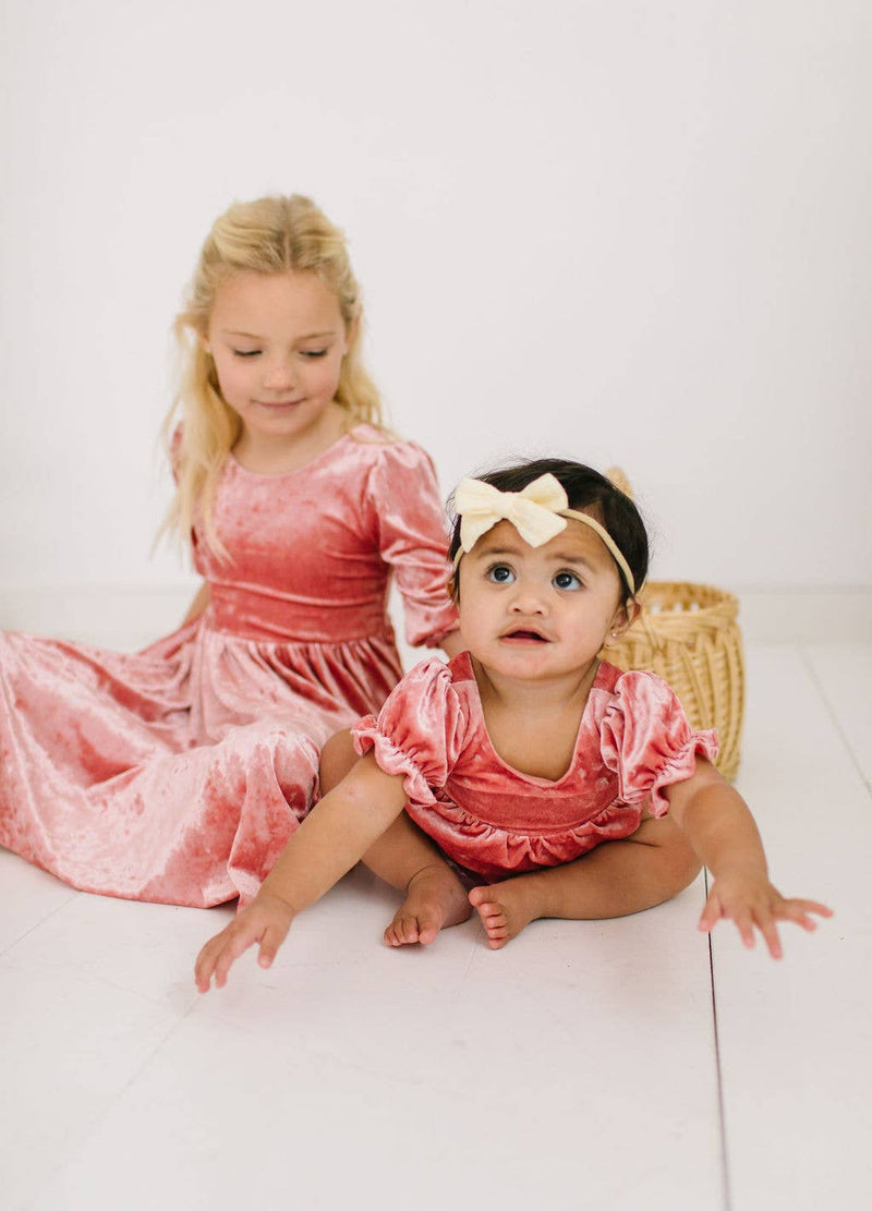 Quinn Romper in Pink Crushed Velvet