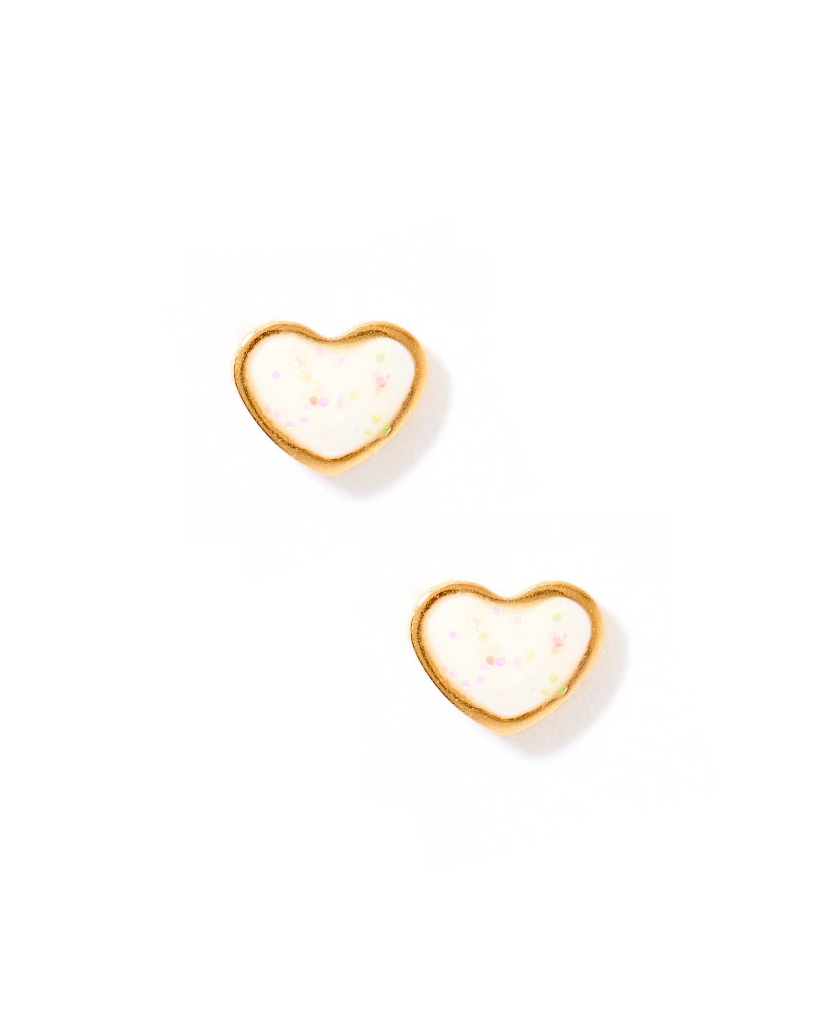 Screwback Stud Earrings - Nora Heart White