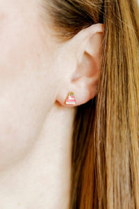 Screwback Stud Earrings - Birthday Cake