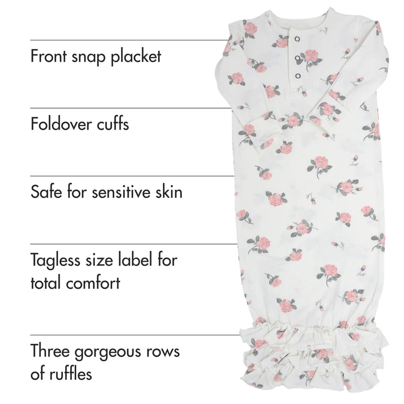 Ruffle Gown © - Roses White