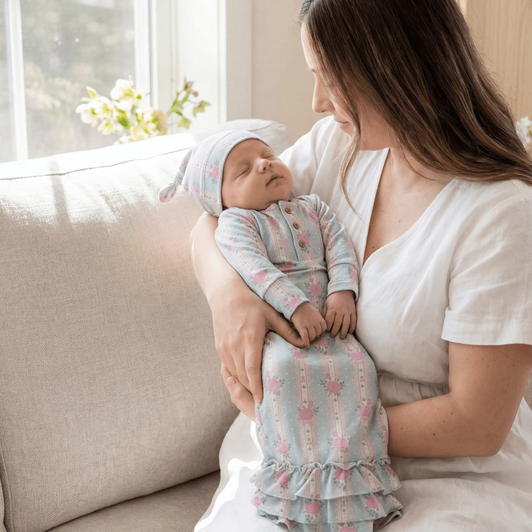 Ruffle Receiving Gown - Roses and Lace