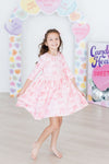 Mila & Rose Blushing Bows 3/4 Sleeve Pocket Twirl Dress