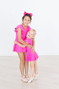 Mila & Rose Hot Pink S/S Twirl Leotard