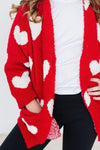 Mila & Rose Red/Coconut Heart Cozy Cardigan