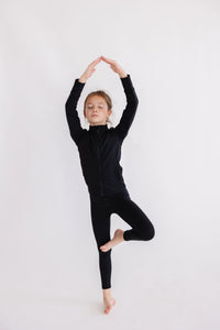 Mila & Rose Balanced Black Full-Zip Ruffle Active Jacket