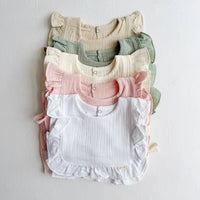 Muslin Cotton Ruffle Baby Bib (Pink)