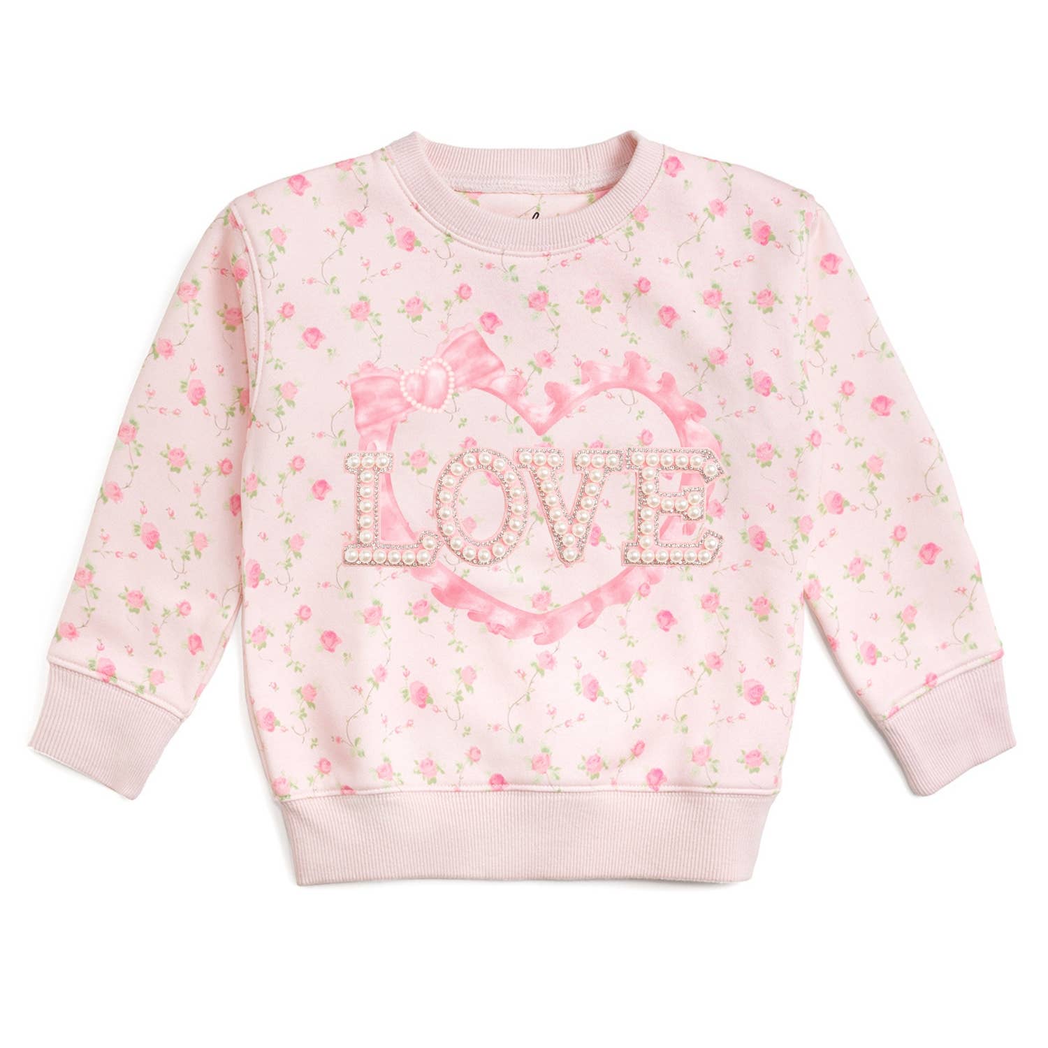 Pink Rose Love Patch Sweatshirt - Kids Boutique Clothing