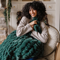 HOLIDAY DOUBLE RUCHED FAUX FUR THROW BLANKETS