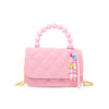 Pearl Handle Message Charm Handbag for Kids: Pink