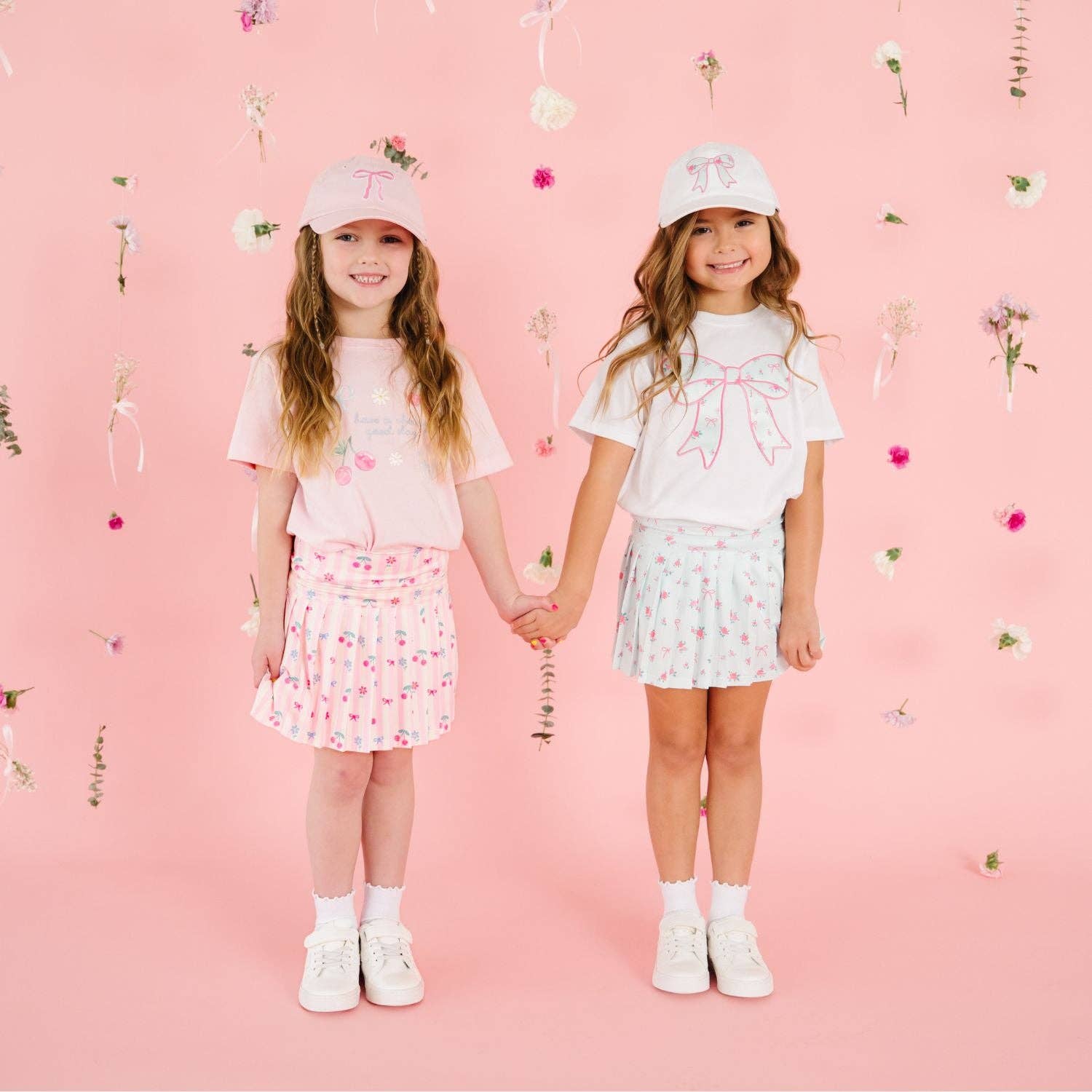 Sky Blue Floral Bow Patch Baseball Hat - Hair Accessories